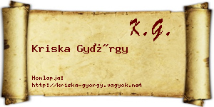 Kriska György névjegykártya